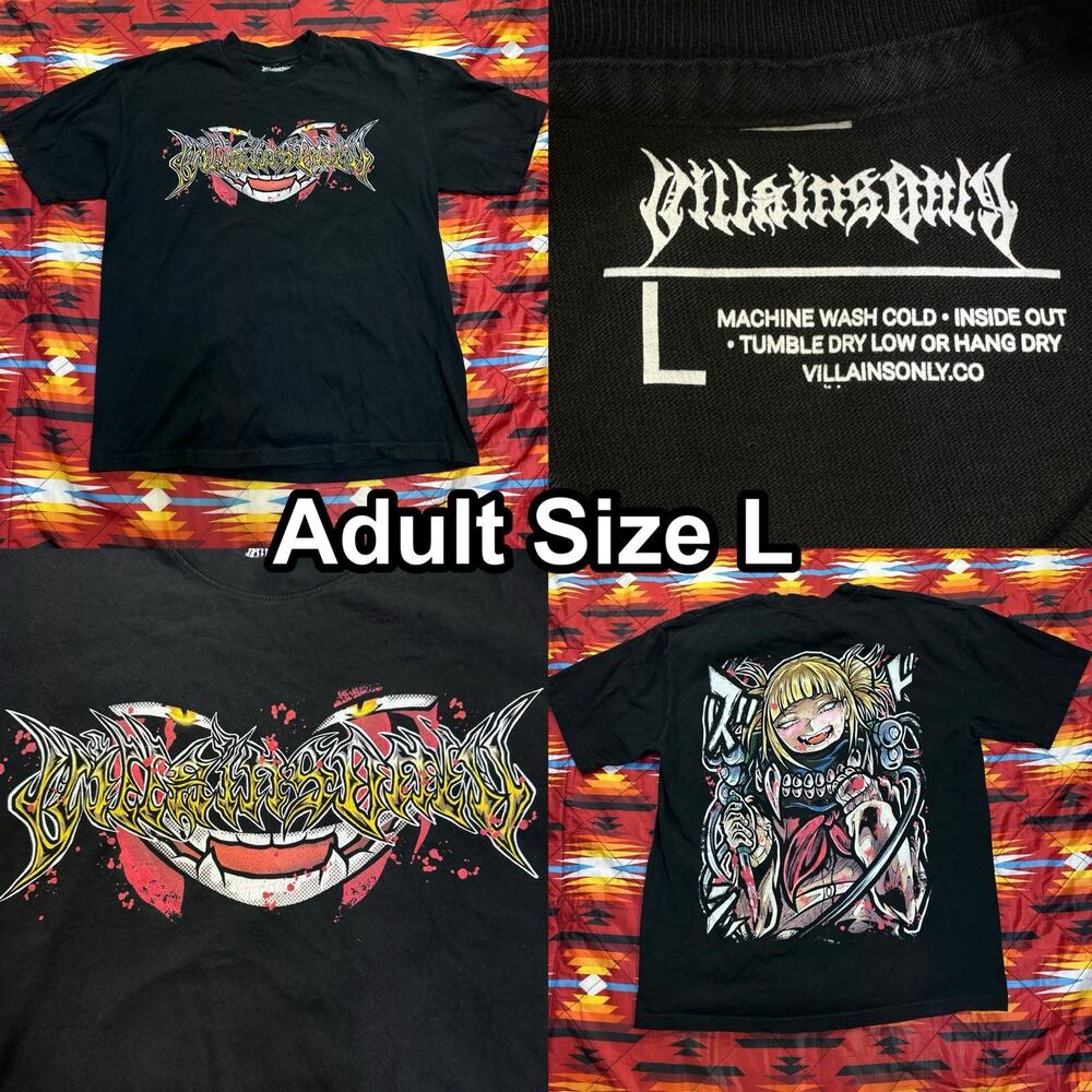 Himiko Toga My Hero Academia Villains Only Co Black T-Shirt Adult Size Large
